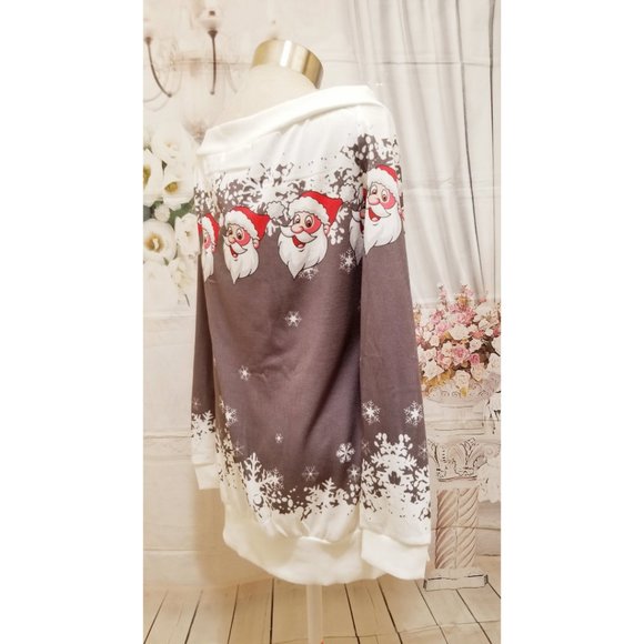 Christmas Women Jumper Sweater Off Shoulder Long Sleeve Pullover Top Sweatshirt - Picture 4 of 10